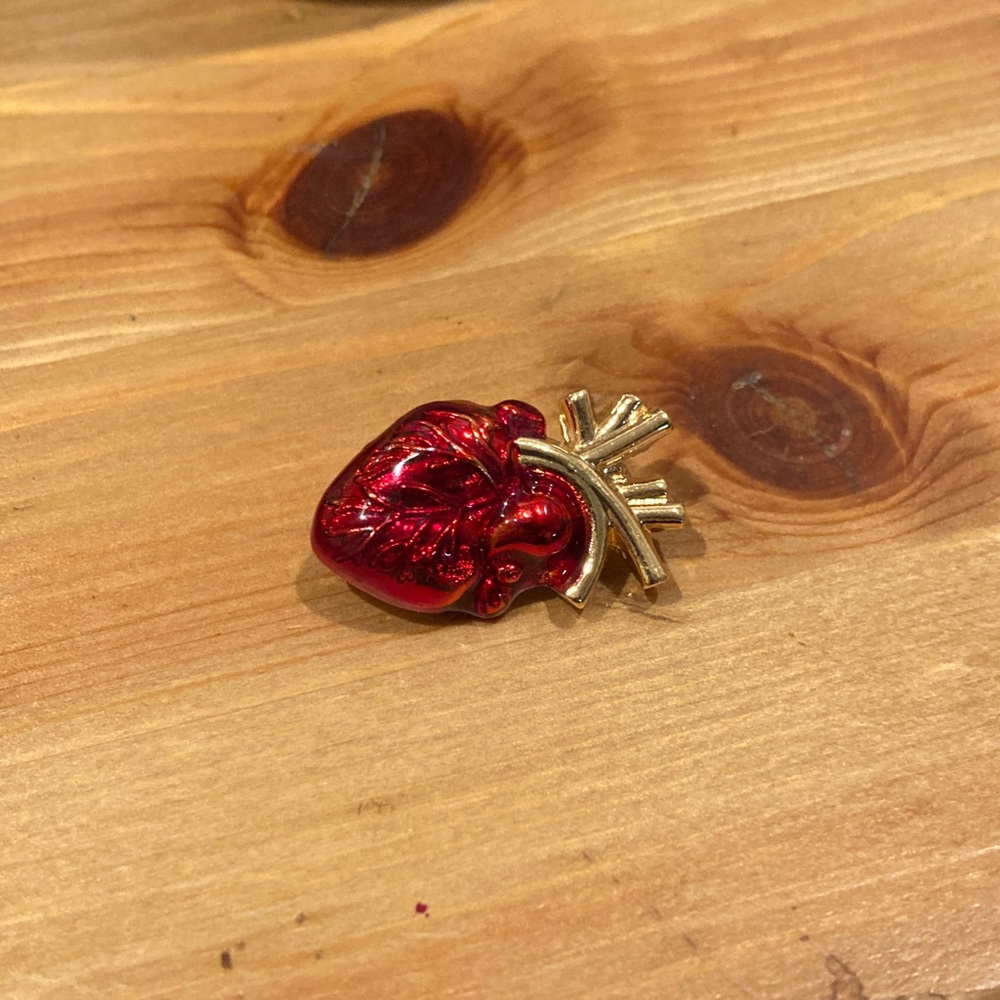 Red and Gold Heart Brooch